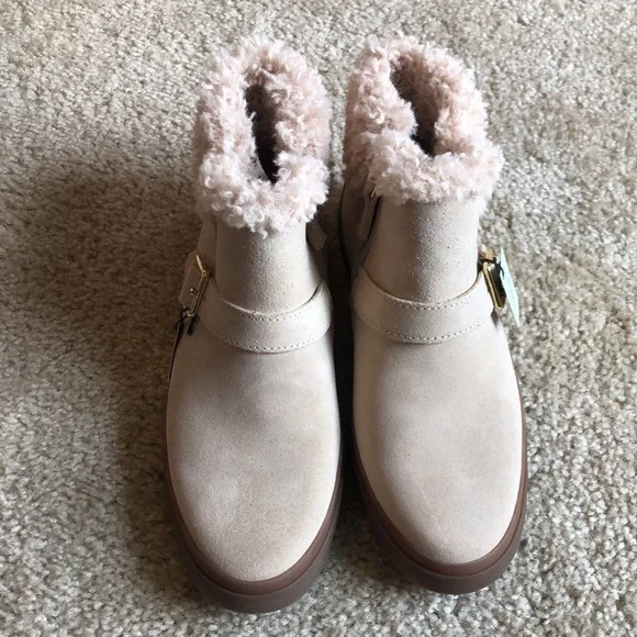 Cole Haan Nantucket Cozy Ankle Boot buckle suede shoe shearling size 7.5 - Picture 3 of 10